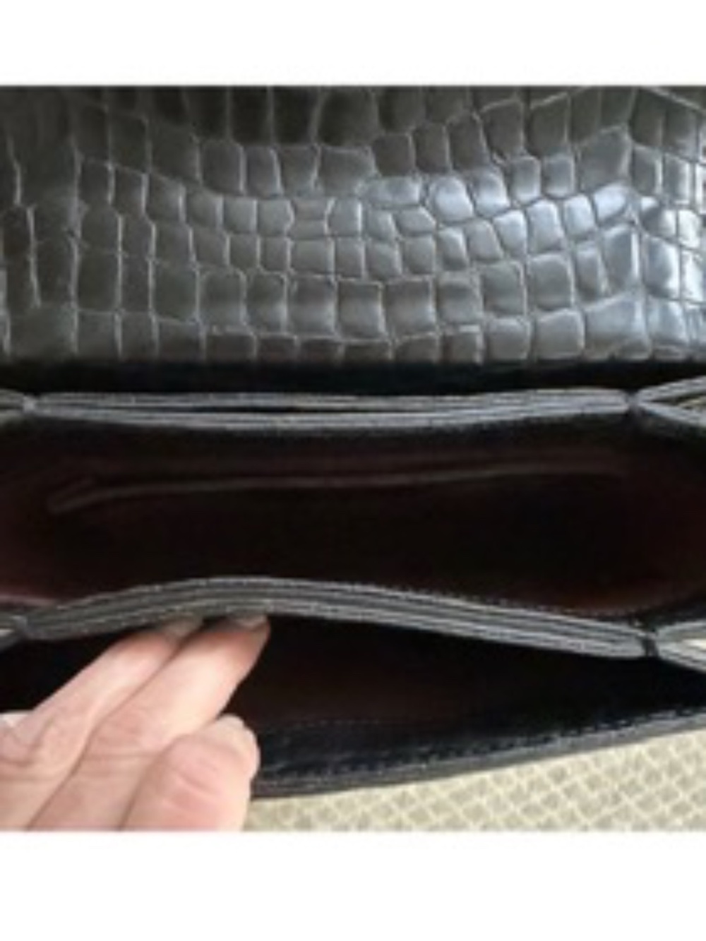 Stella McCartney Black Croc Embossed Faux Leather Medium Falabella Star Box Bag - Picture 8 of 14